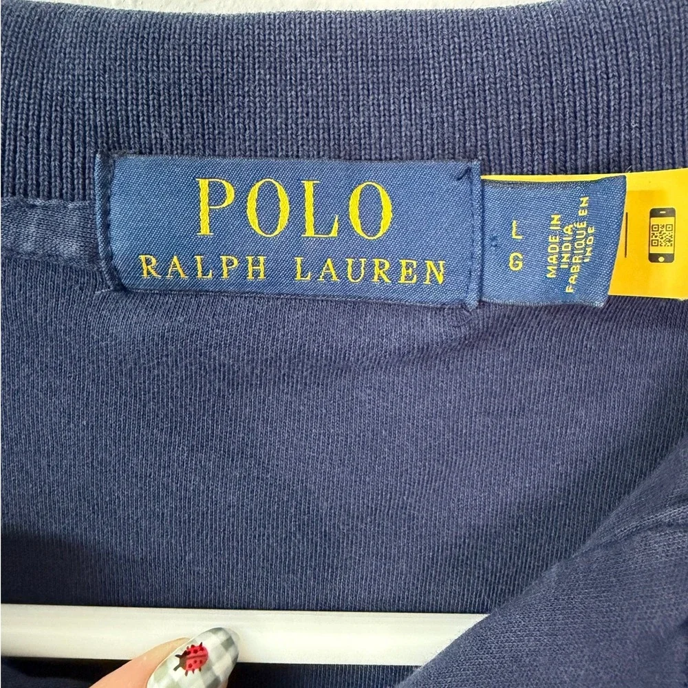 Polo Ralph Lauren Mens Navy Blue Short Sleeve Polo Shirt Size Large Classic Pony